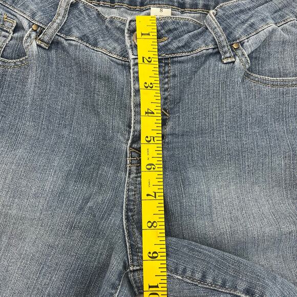 Sonoma Modern Fit Medium Wash Side Stitch Embroidery Cropped Capri Jeans 8 - Picture 8 of 10